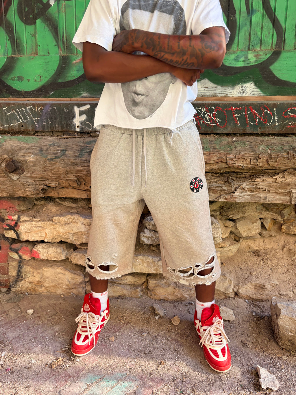 Gambino Frayed/Satined Shorts