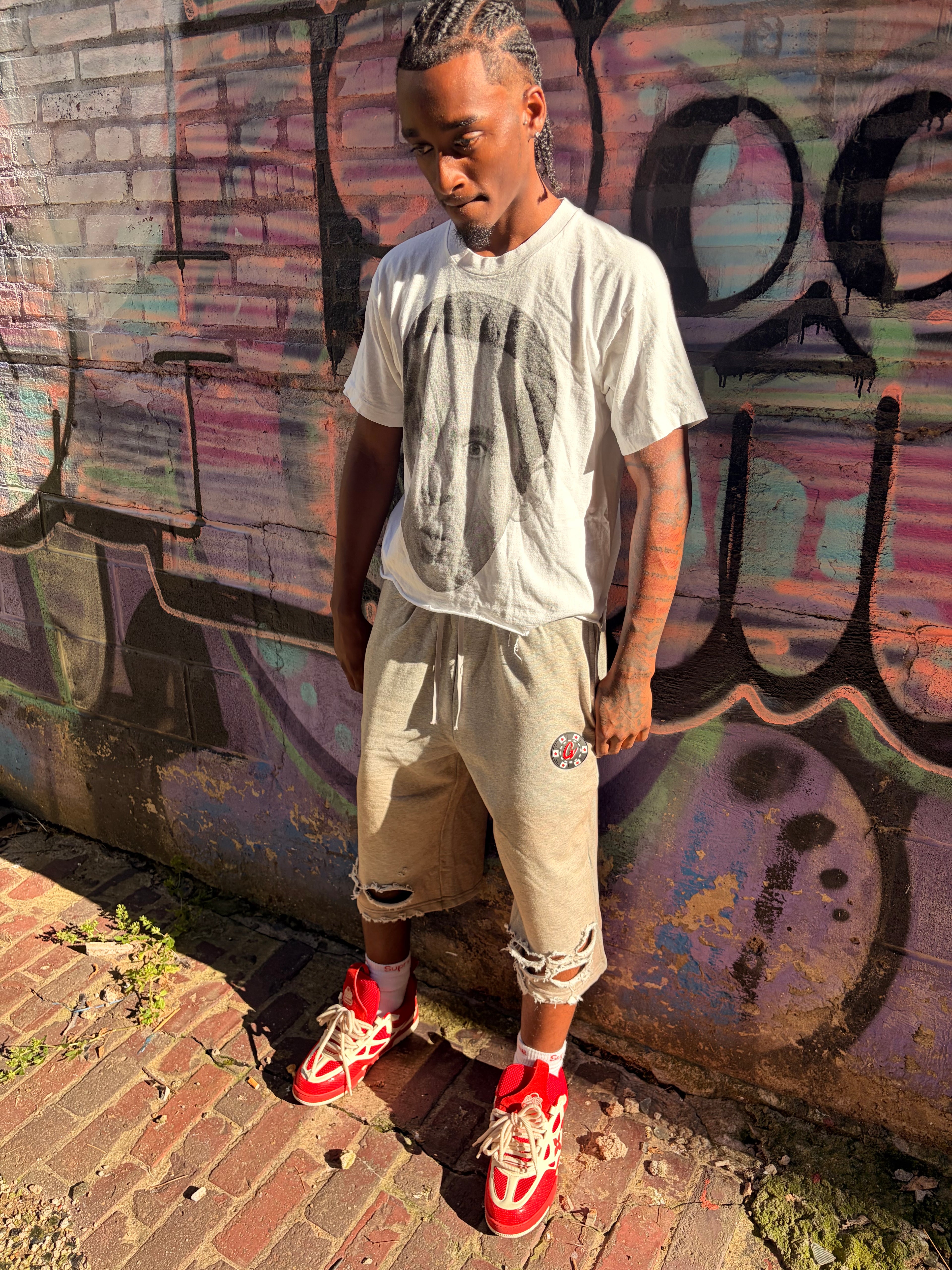 Gambino Frayed/Satined Shorts