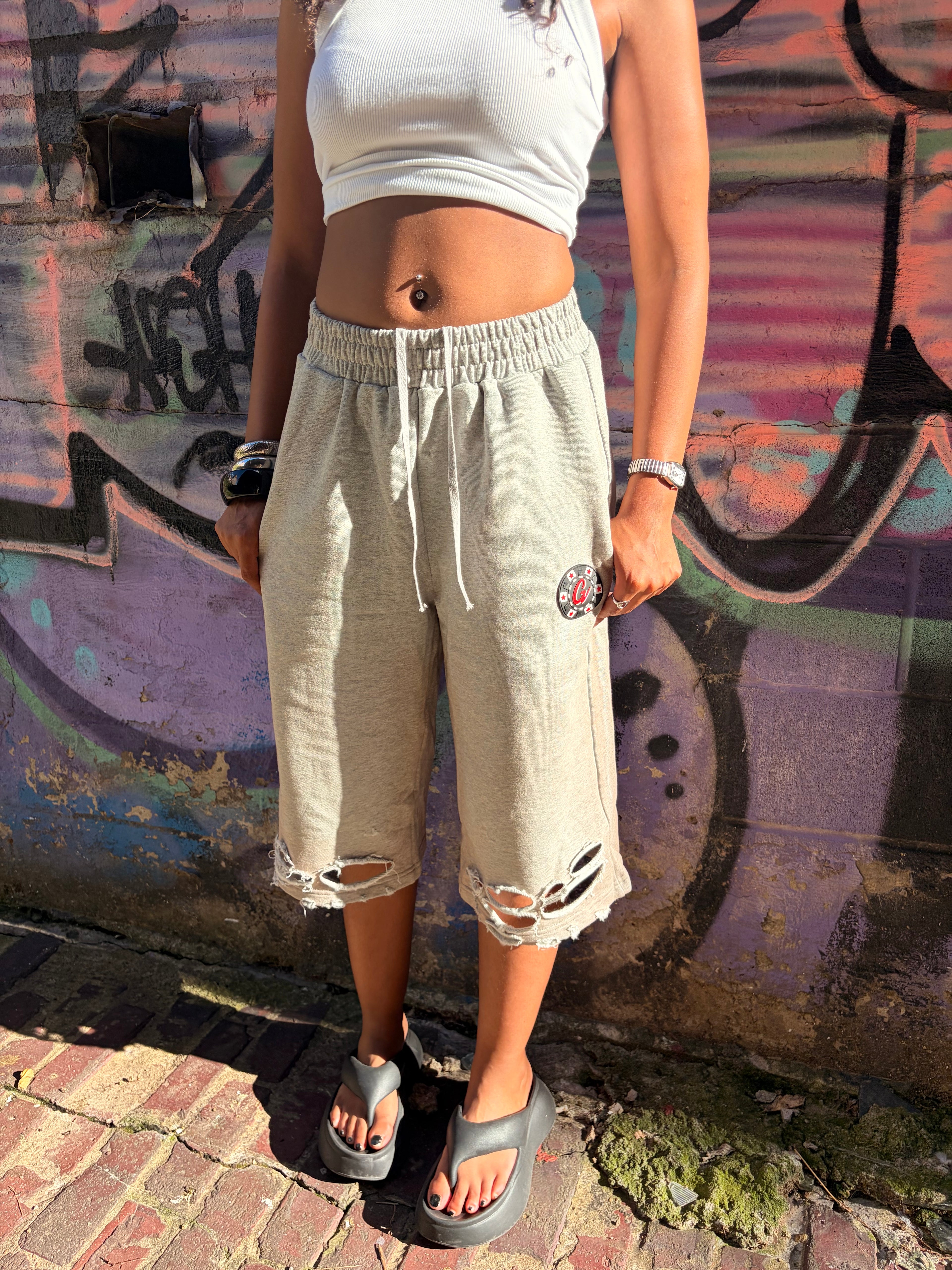 Gambino Frayed/Satined Shorts